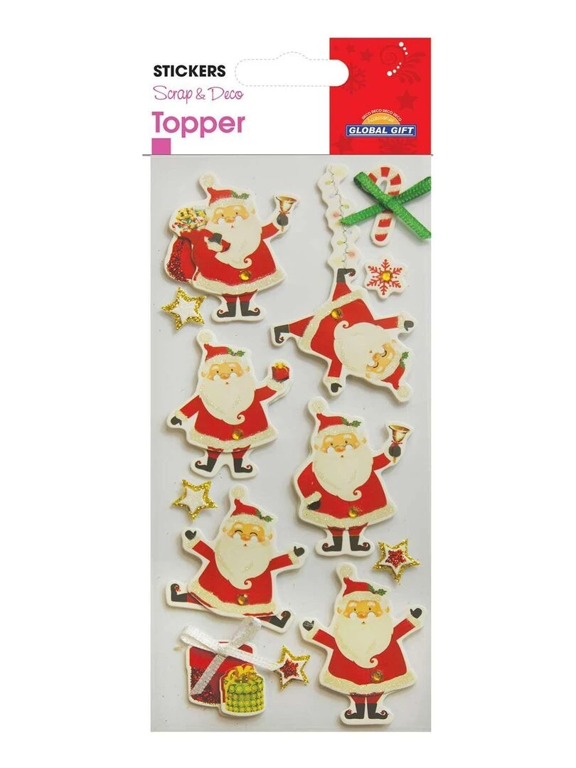 Stickers Noël en relief Père Noël à paillettes N/A