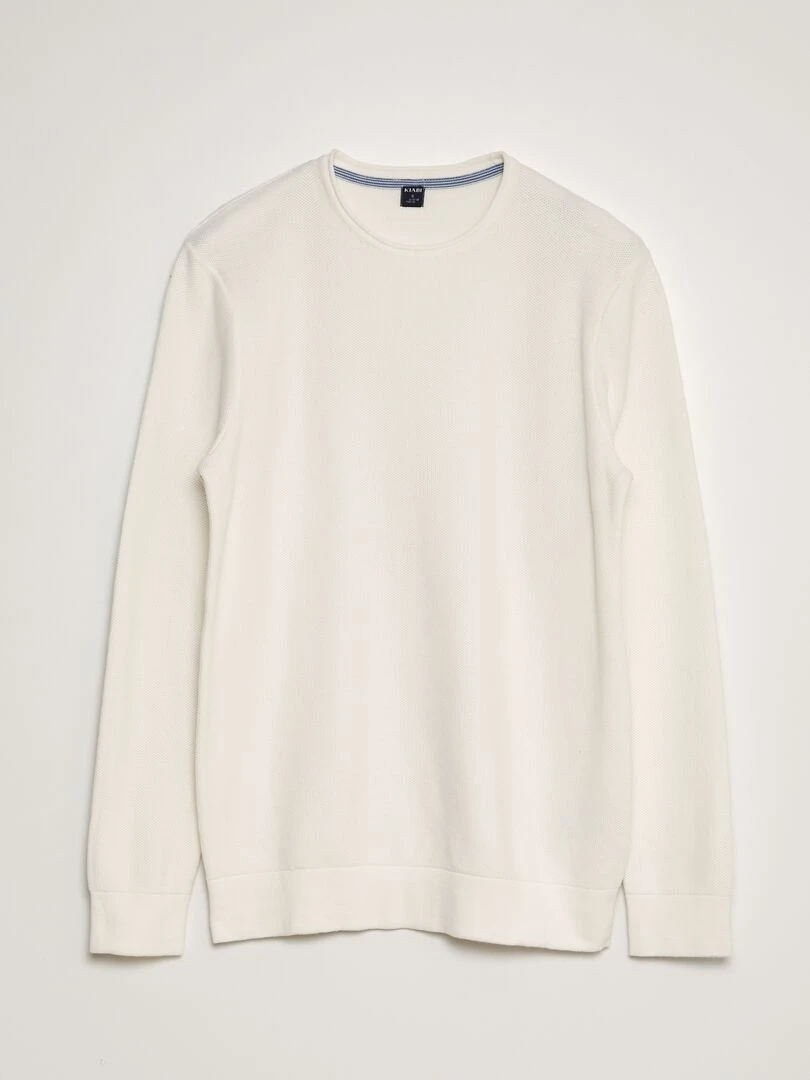Pull en maille à col rond blanc