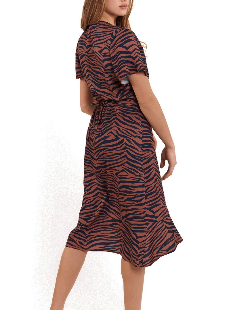 Robe estivale mi longue manches courtes Lima Marron