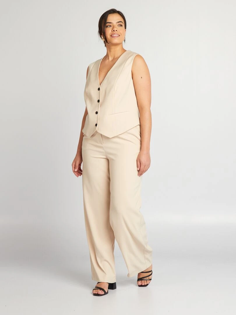 Gilet court de tailleur sans manches Beige
