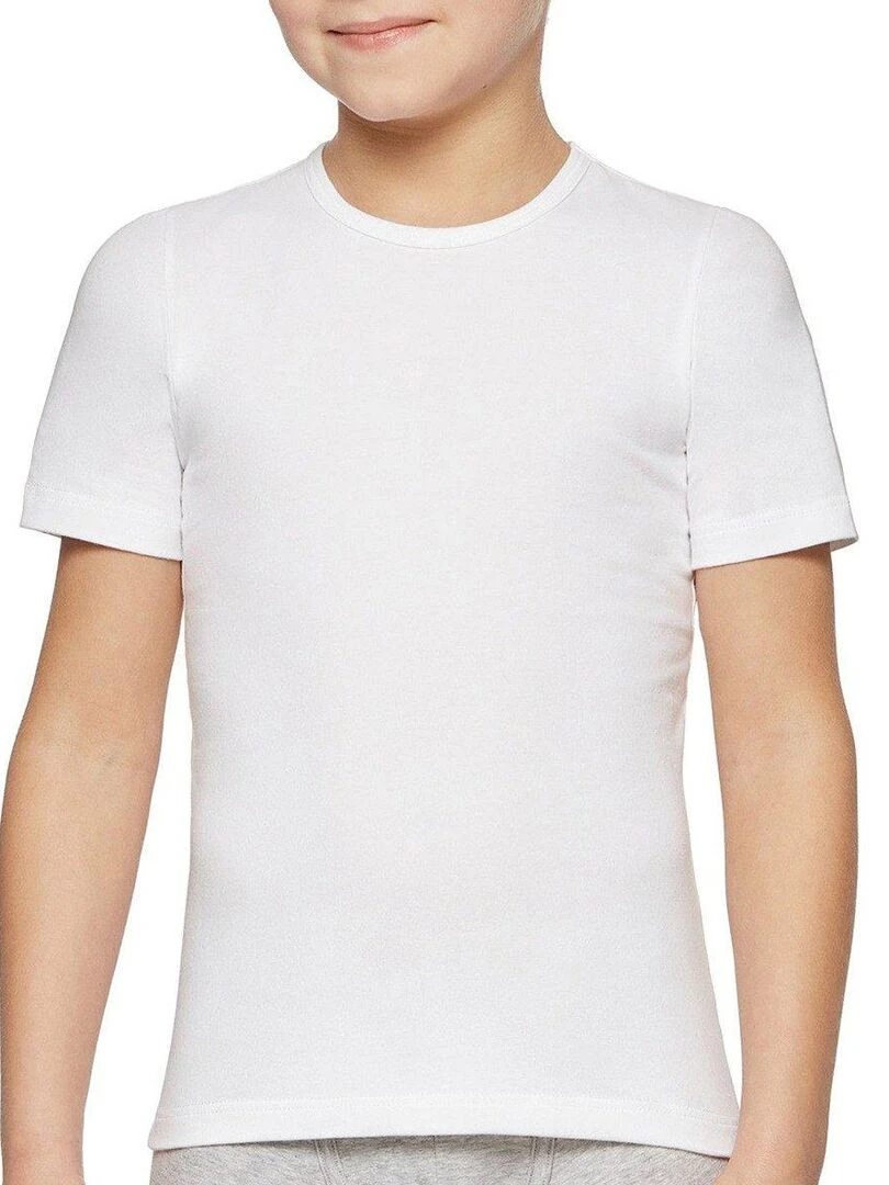 T shirt tricot de peau manches courtes en coton bio Blanc