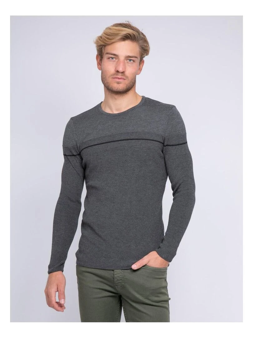 Pull fin col rond LARSONY Bleu marine