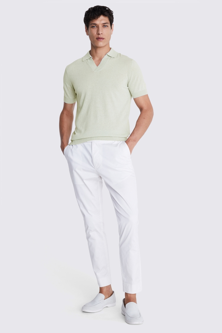 Linen Blend Light Sage Skipper Polo Buy Online at Moss