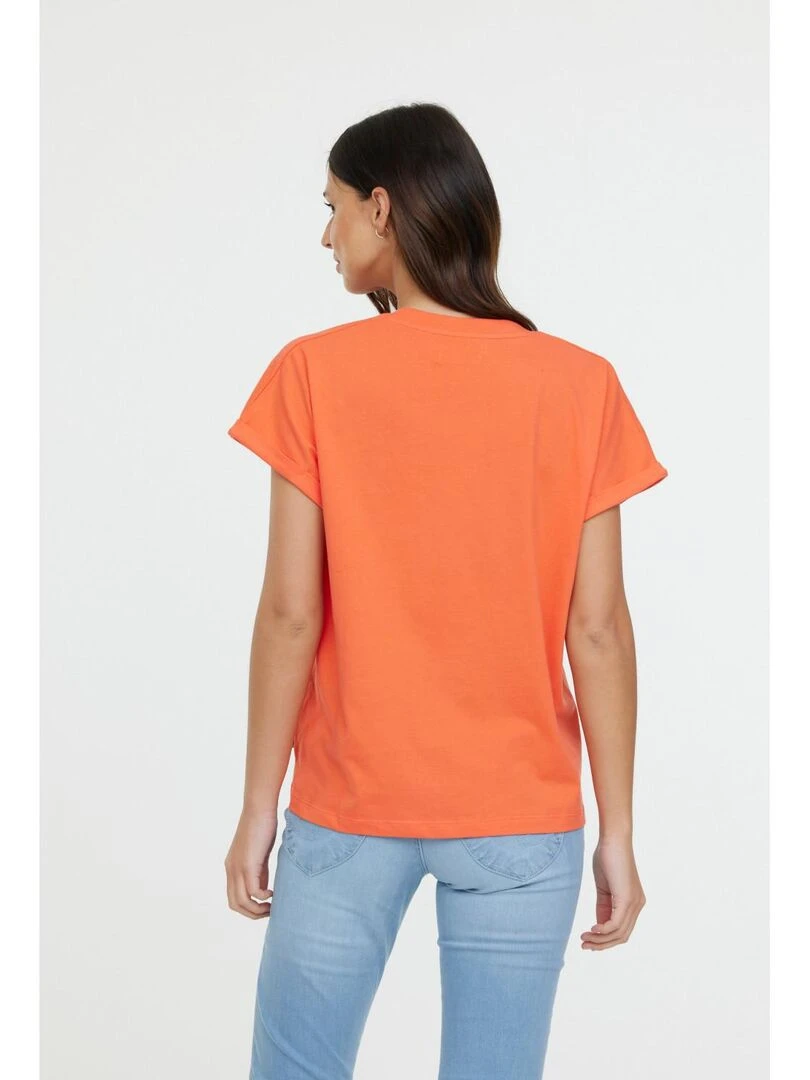 Lee Cooper   T Shirt manches courtes coton loose ALYS MC   Orange mandarine