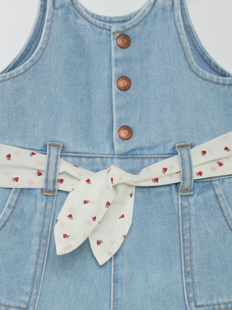 Combishort en denim avec ceinture imprimée   Denim