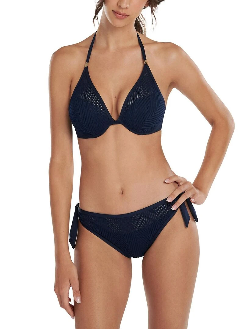 Bas maillot slip de bain à nouettes amovibles Santorini   Bleu
