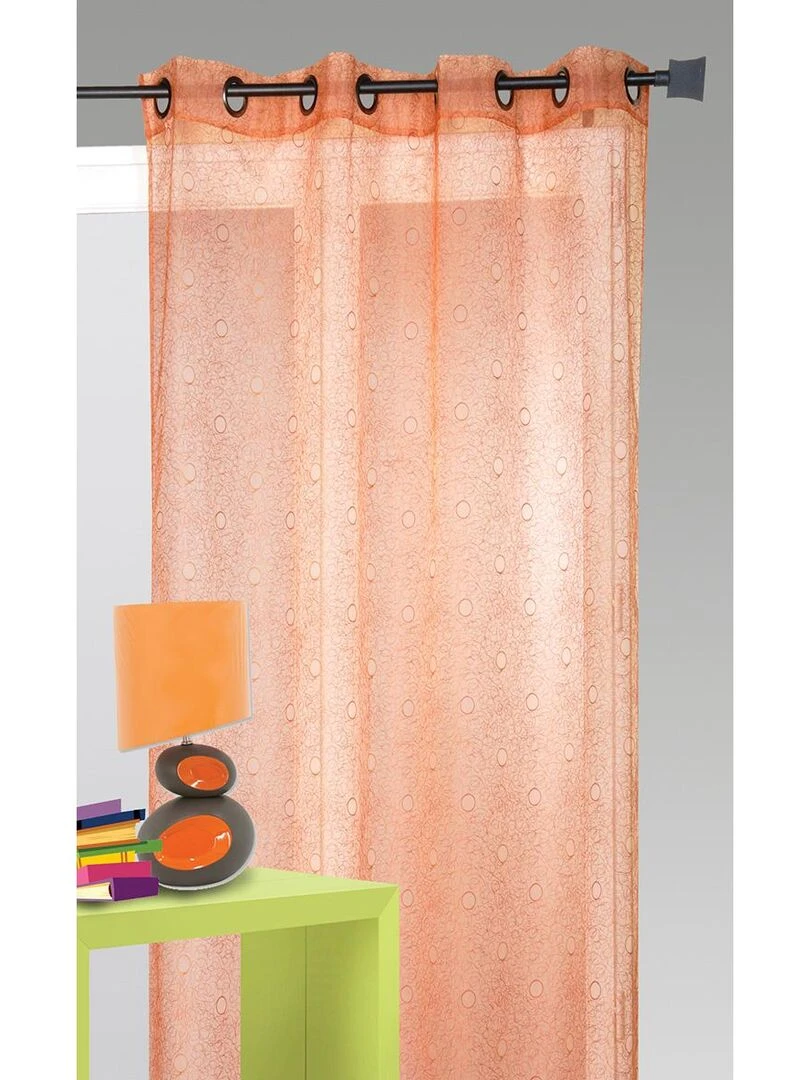 Voilage organza gribouillis et bulles brodée Orange