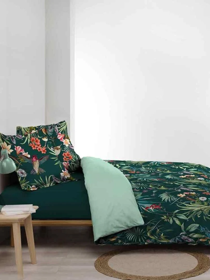 Housse de couette + 2 taies d'oreiller Féerie Vert