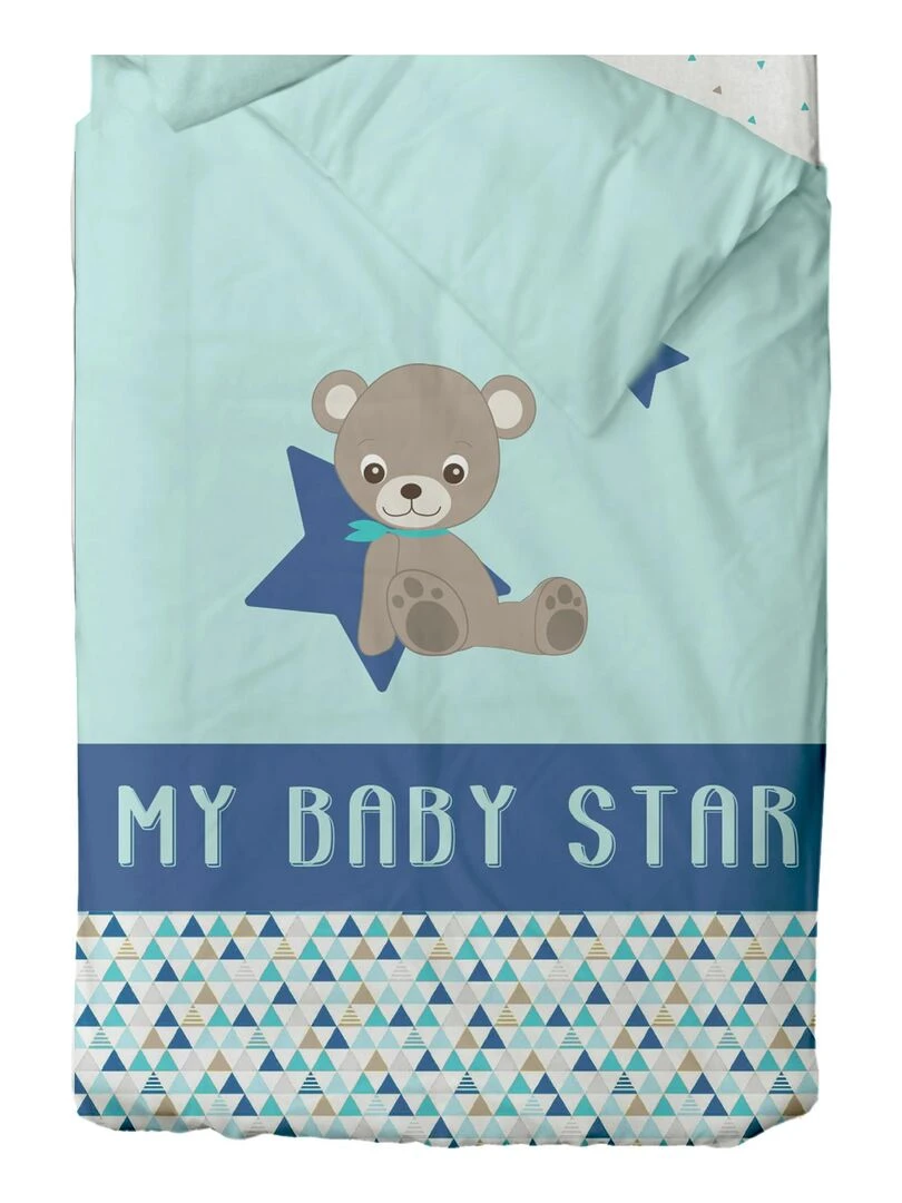 Parure de couette baby star Bleu céladon