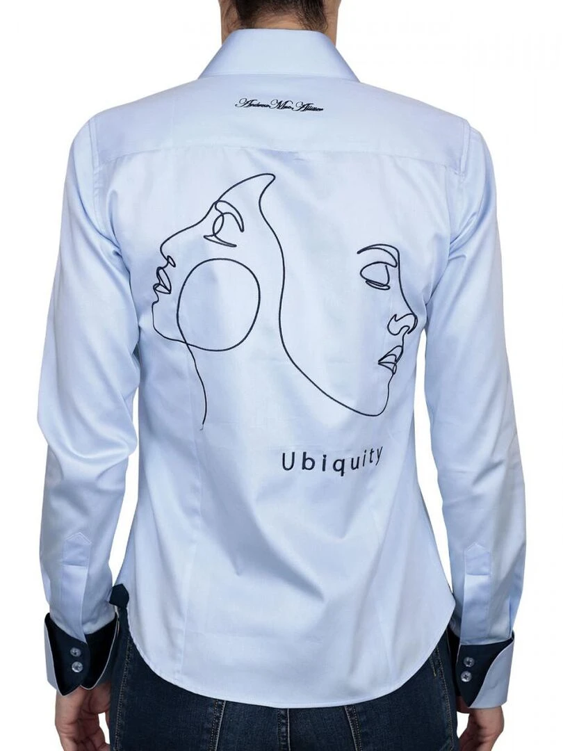 Chemise brodée UBIQUITY   Bleu