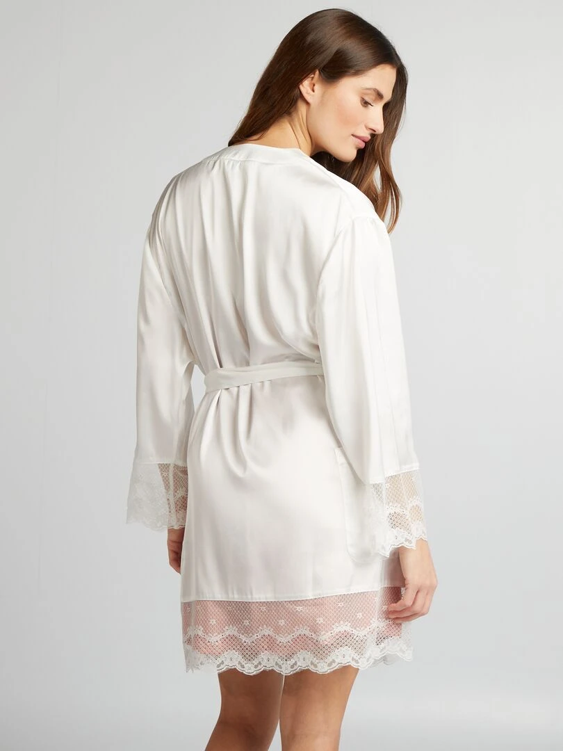 Robe de chambre fluide satinée   blanc