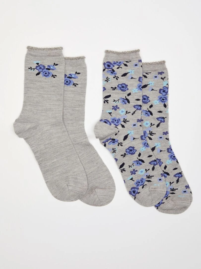 Lot de 2 paires de chaussettes maille fantaisie chaude Thermolactyl Damart Bleu
