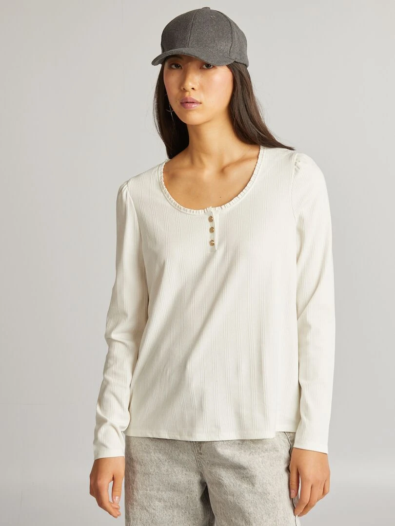 T shirt côtelé   blanc