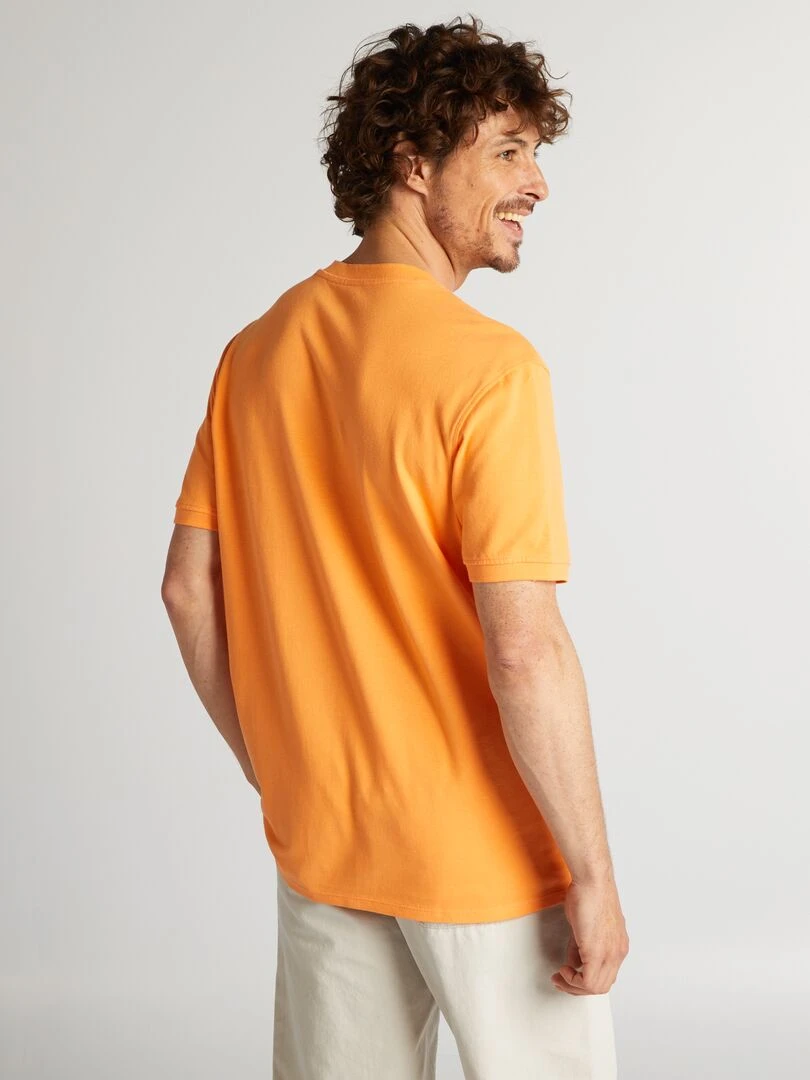 Polo en piqué de coton uni   Orange