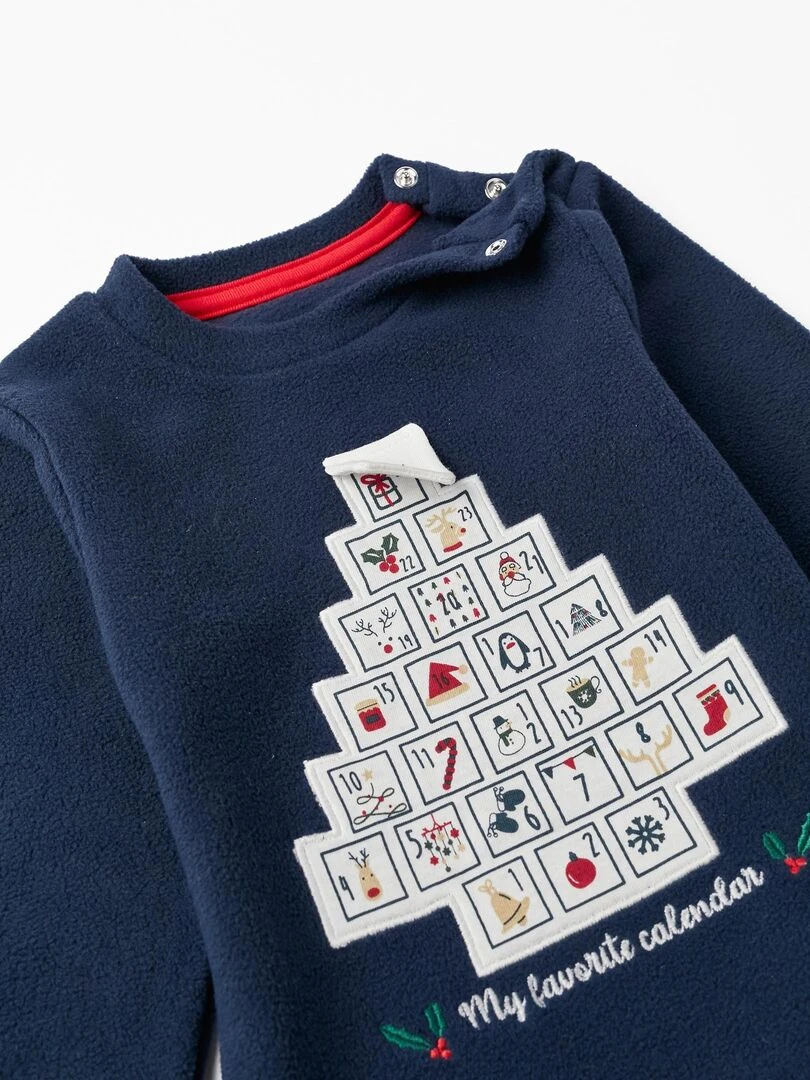 Pyjama en polaire pour bébé garçon 'Calendrier de l'Avent'   NOËL   Bleu foncé
