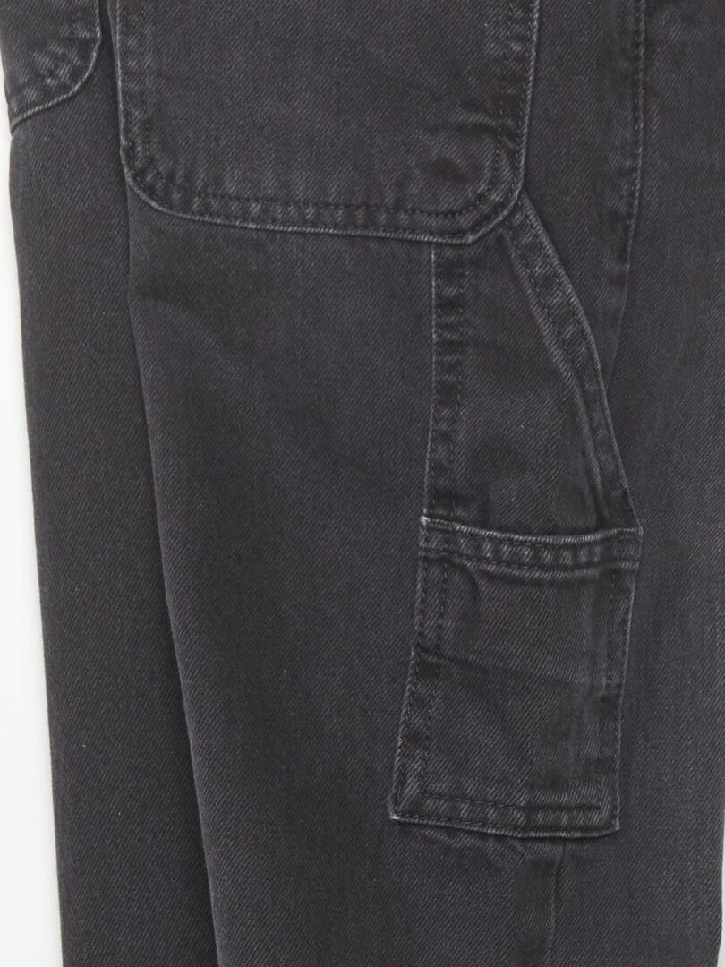 Jean droit avec poches sur les côtés   Noir