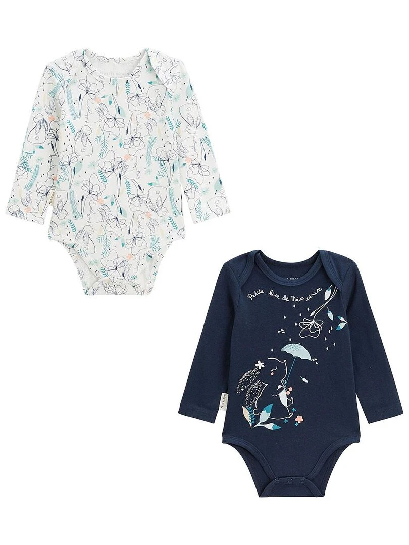 Lot de 2 bodies bébé manches longues Misscerise Bleu