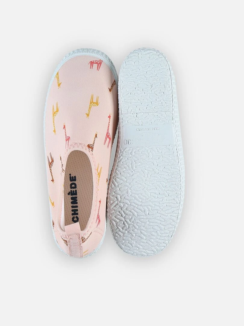 Chaussons de bain imprimés girafes Archimède Rose