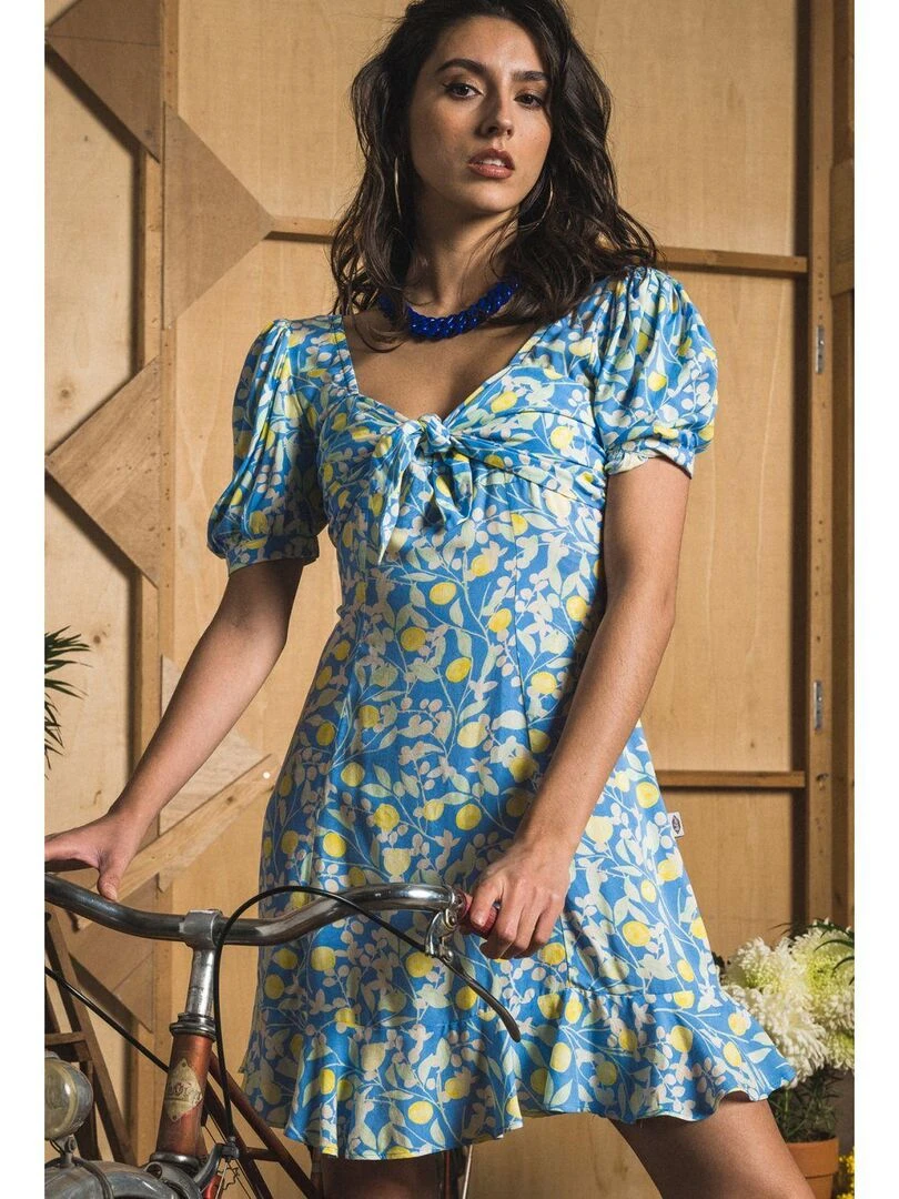 Lee Cooper   Robe manches courtes viscose  LOCA MC   Bleu ciel