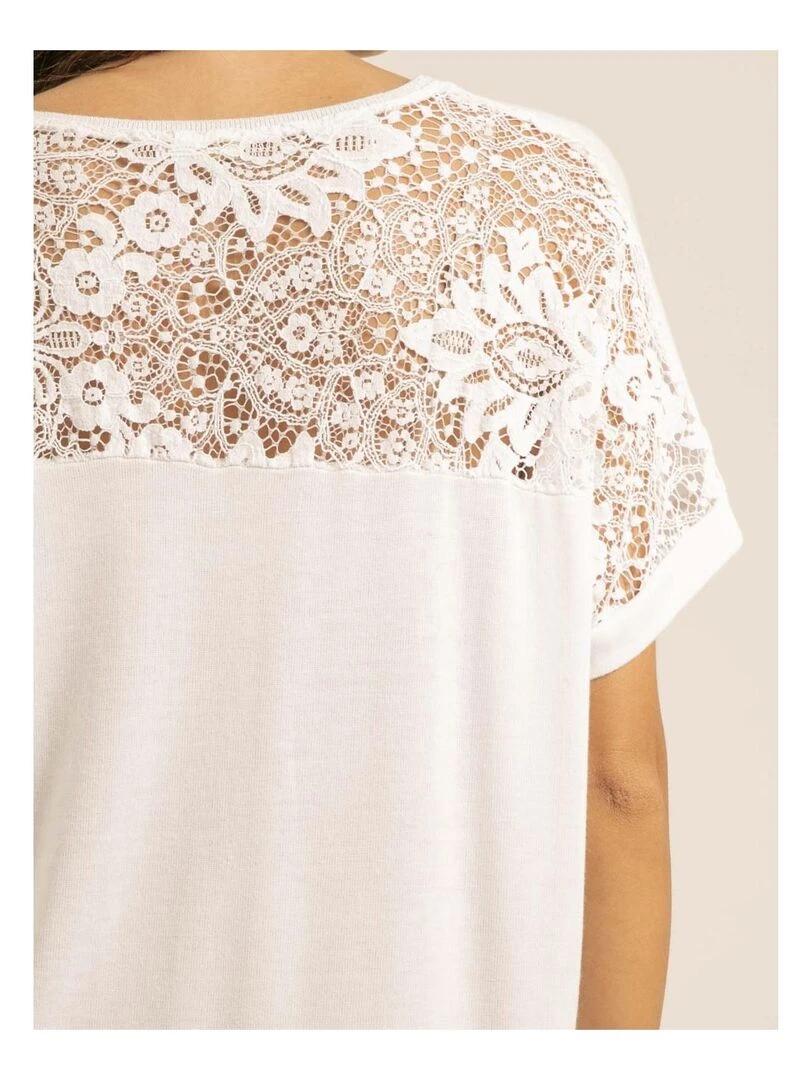 T shirt dentelle FERASSIA   Blanc