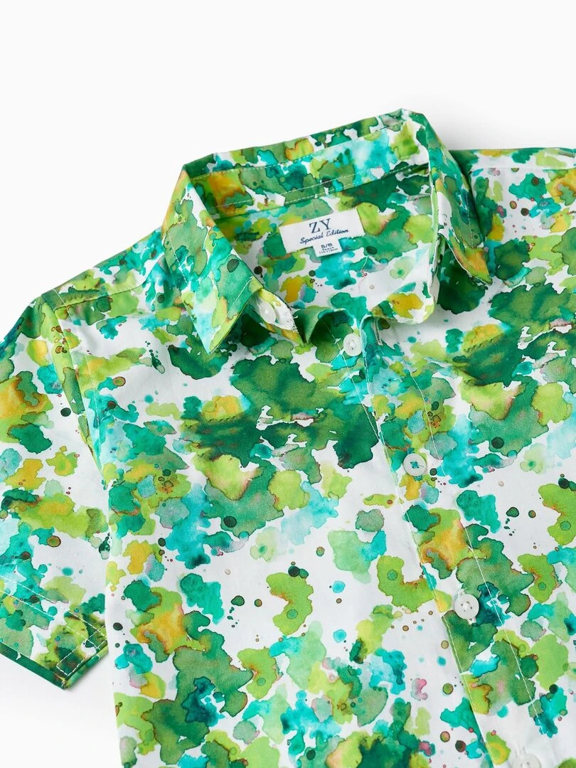 Chemise à manches courtes pour garçon manches courtes CÉRÉMONIE   Vert
