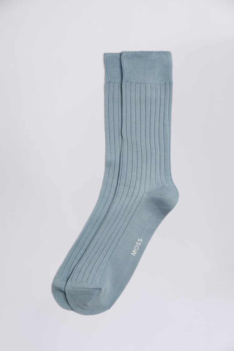 Pale Blue Fine Ribbed Socks Buy Online at Moss