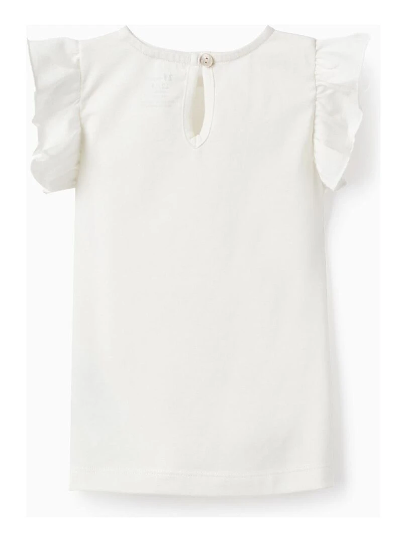 T Shirt En Coton À Volants Pour Bébé Fille manches courtes MATISSE Blanc