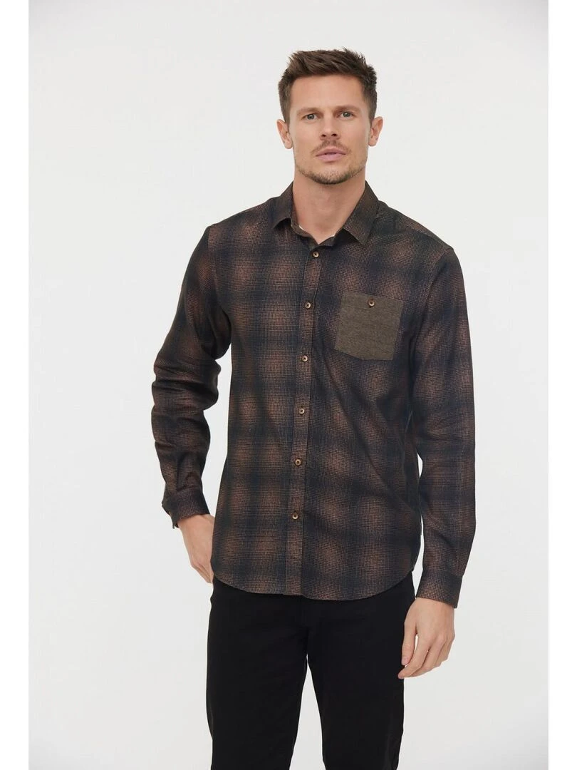 Lee Cooper Chemise manches longues coton regular DRATY Marron