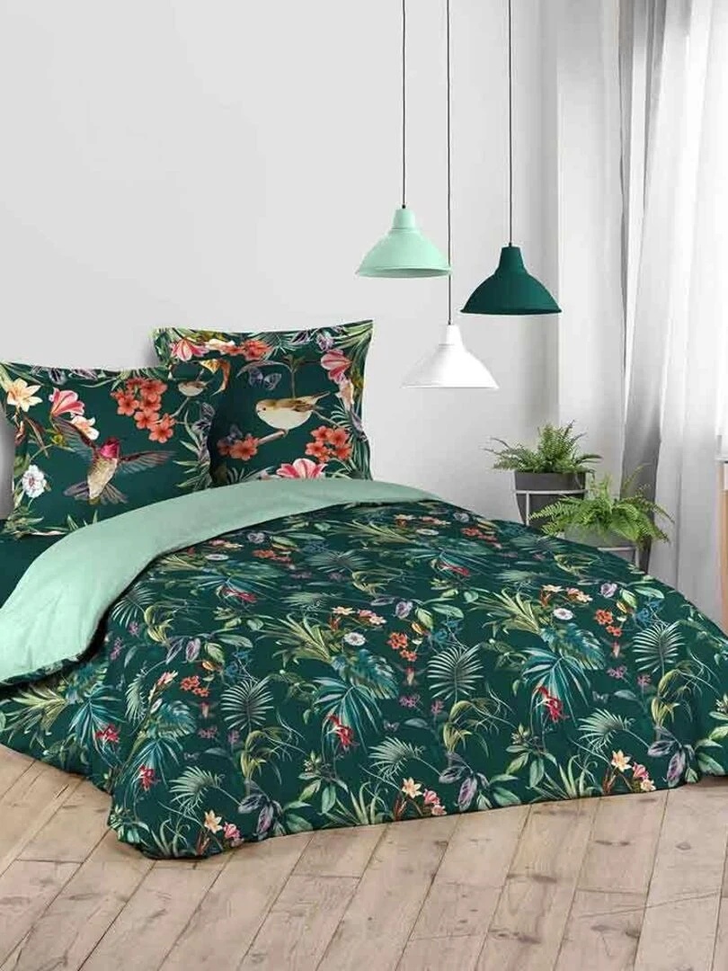 Housse de couette + 2 taies d'oreiller Féerie   Vert