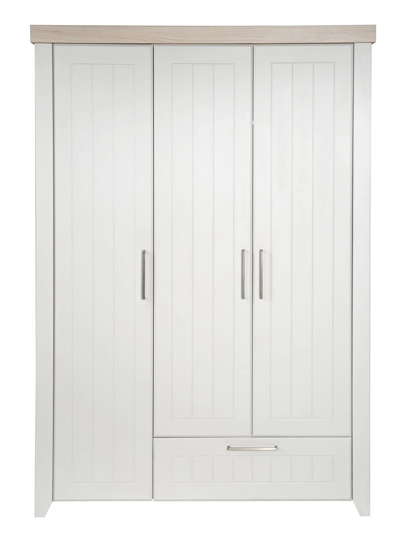 ROBA Armoire "Helene" 3 portes – technologie à fermeture progressive – gris clair / orme lunaire   Gris clair