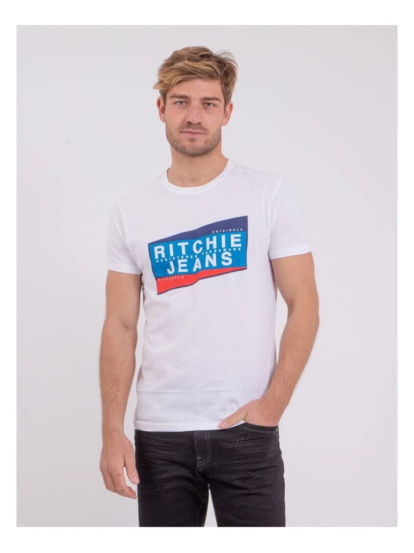 T shirt manches courtes col rond pur coton NOBLAKE Blanc