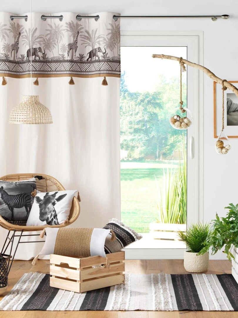 Rideau avec top esprit safari   Beige