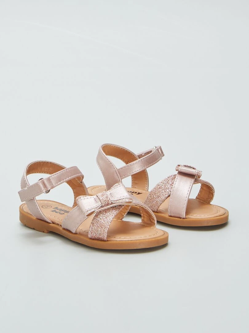 Sandales à noeud pailletées Rose