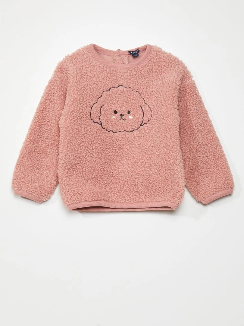 Ensemble pyjama sherpa et velours   2 pièces   Rose