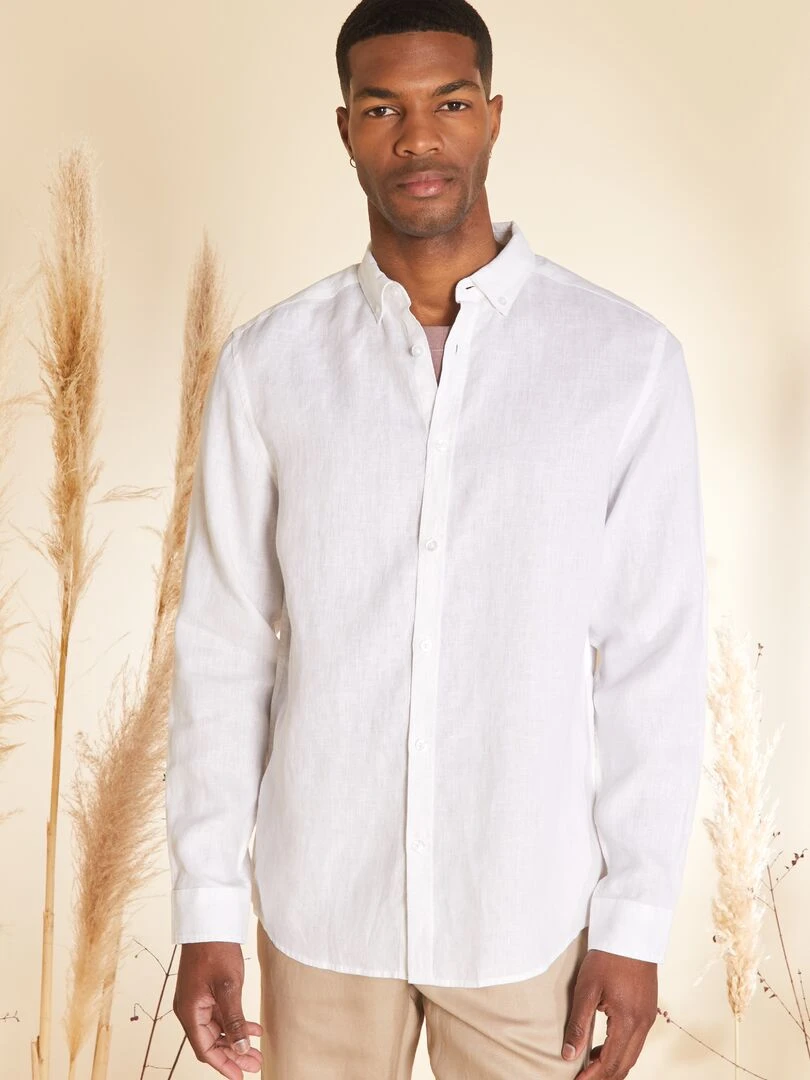 Chemise droite en lin blanc