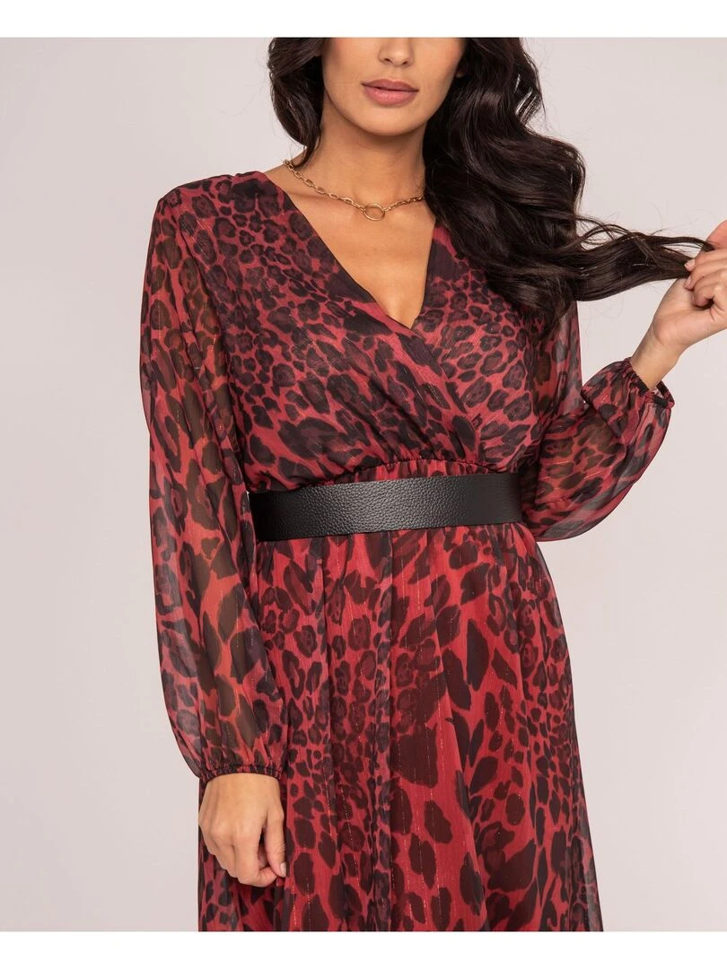Robe longue motifs IBOST   Rouge