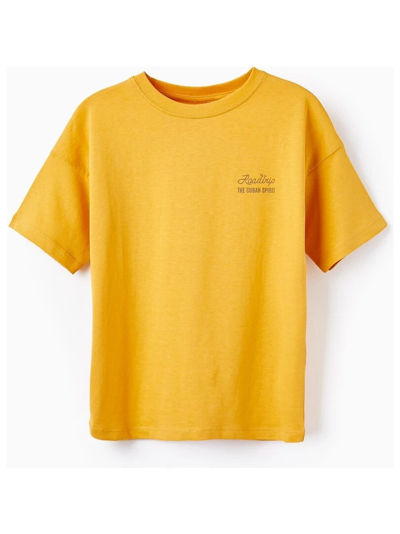 T Shirt De Coton Pour Garçon 'Roadtrip' manches courtes Jaune