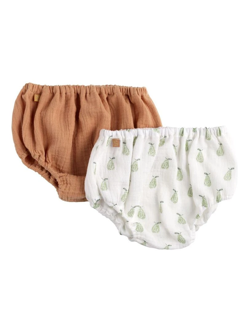 Culotte bloomer Bébé en coton lot de 2 SAUTHON Blanc Orange