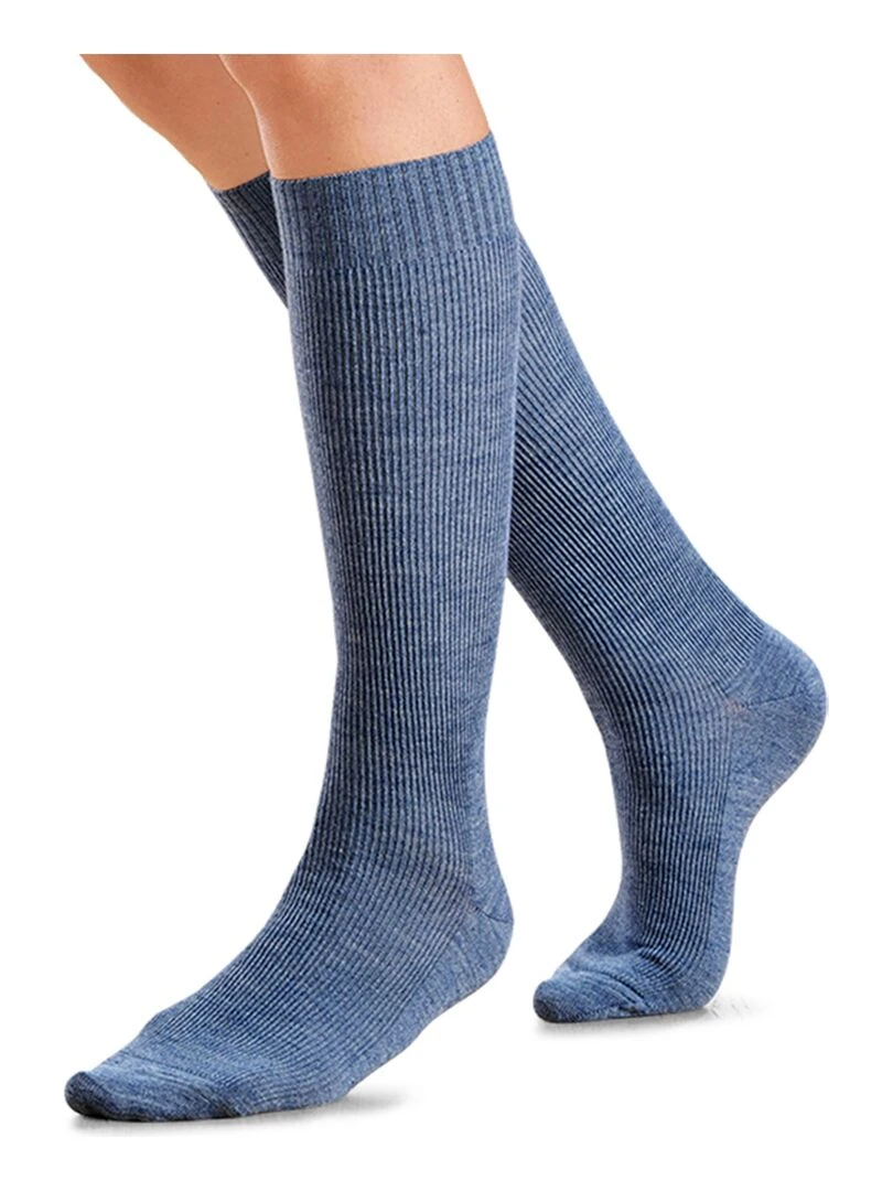 Lot de 2 paires de mi bas Thermolactyl et laine   Damart   Bleu