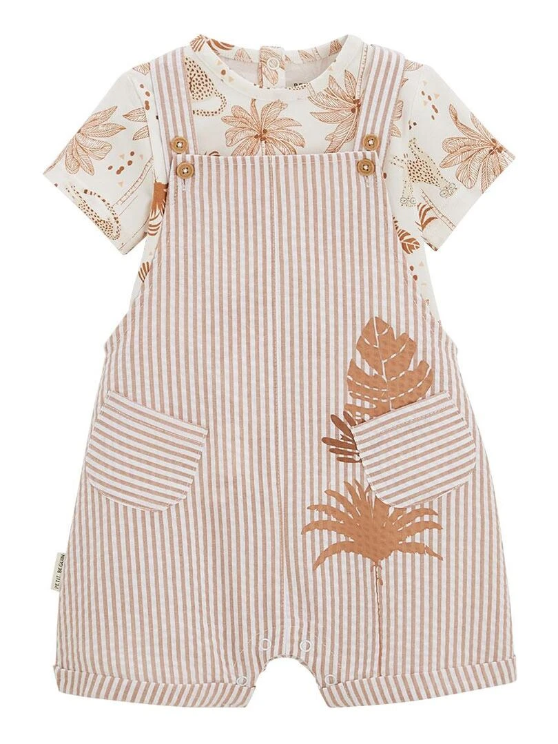 Ensemble salopette bébé et t shirt Oasis Rose foncé