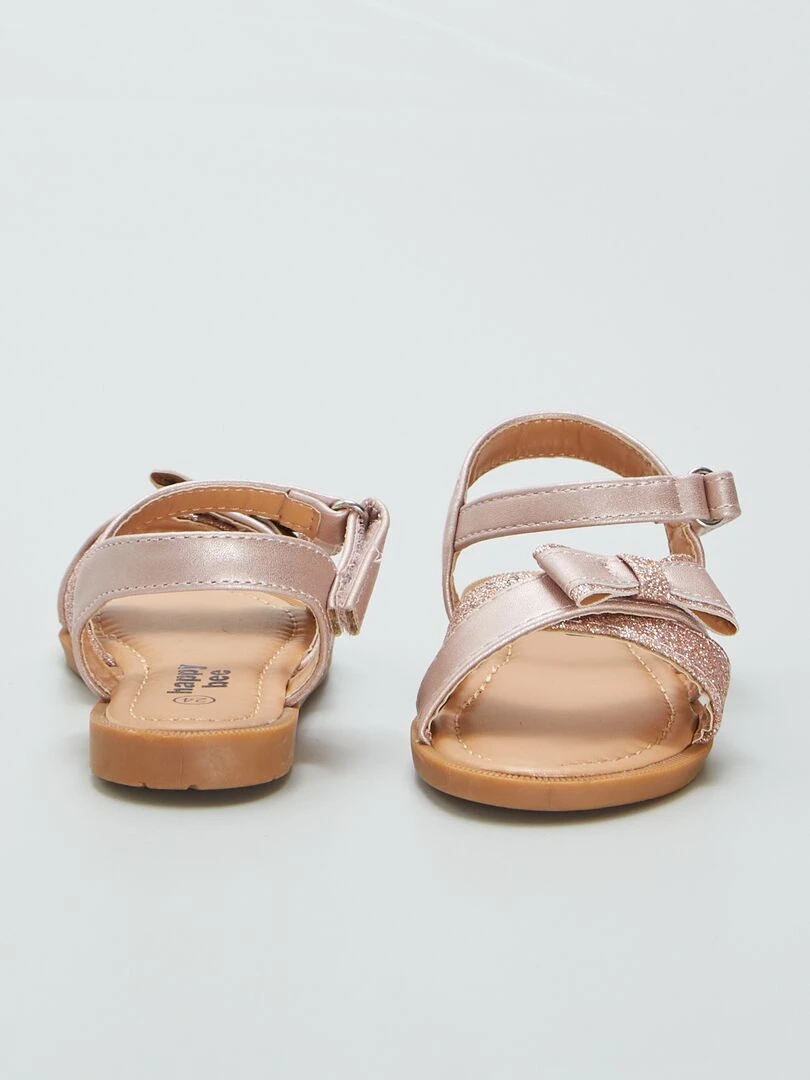 Sandales à noeud pailletées   Rose