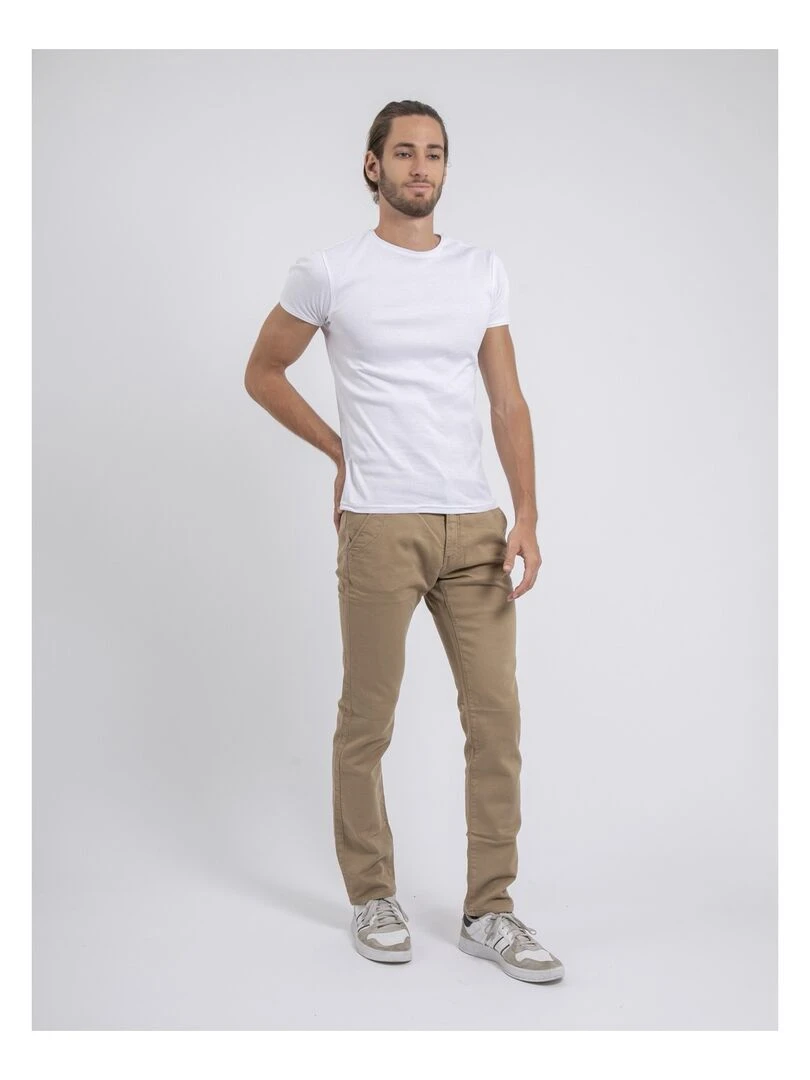 Pantalon chino coupe ajustée VALBACOL   Beige