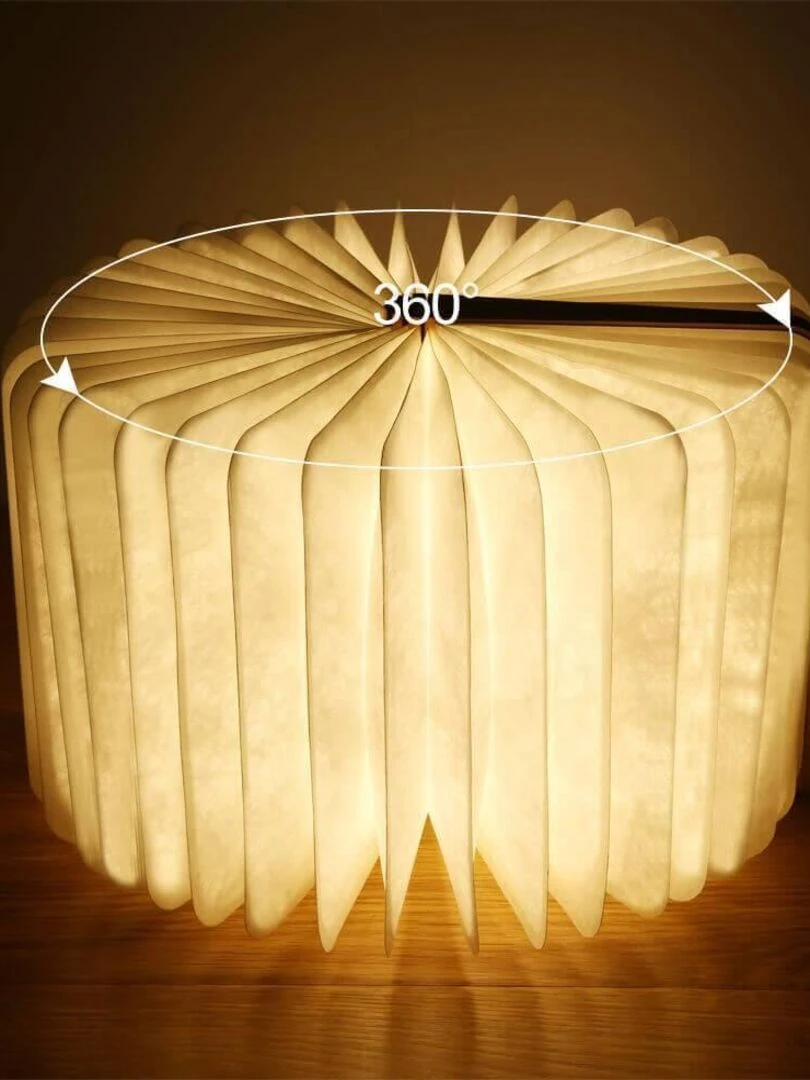 LIVRE   Lampe à poser led couverture en bois   Marron noisette