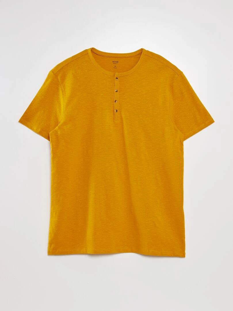 T shirt en jersey à col mao Jaune