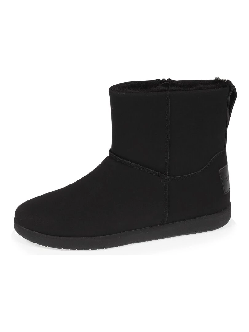 Bottines Femme Zip Effet Nubuck Noir Noir