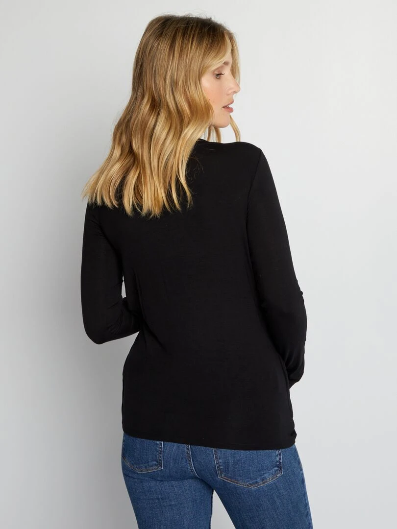 Tee shirt d'allaitement croisé devant noir