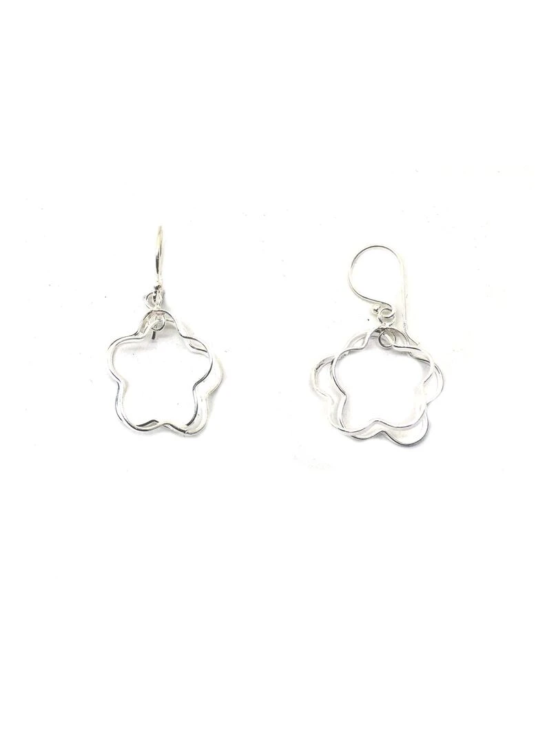Boucles d'oreilles pendant fleur en argent Bijoucolor Argent