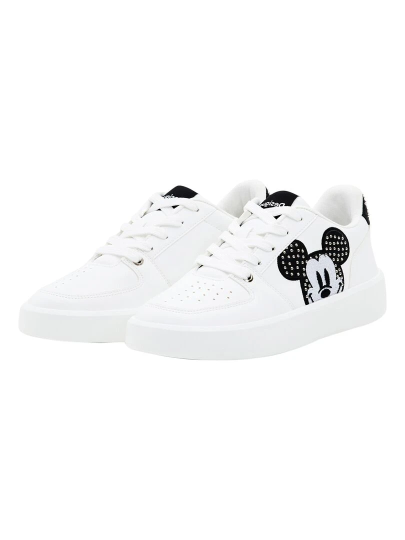 Basket à Lacets Desigual Fancy Mickey Studs   Blanc