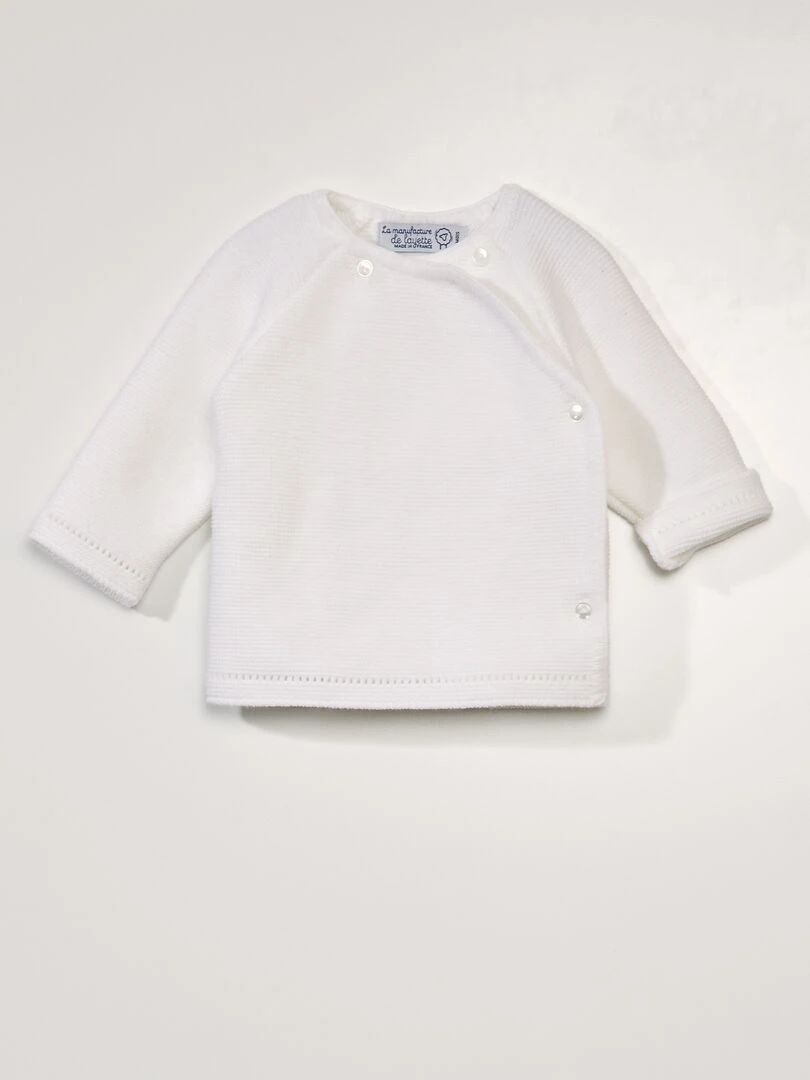 Gilet en tricot 'La Manufacture de Layette' Made in France blanc