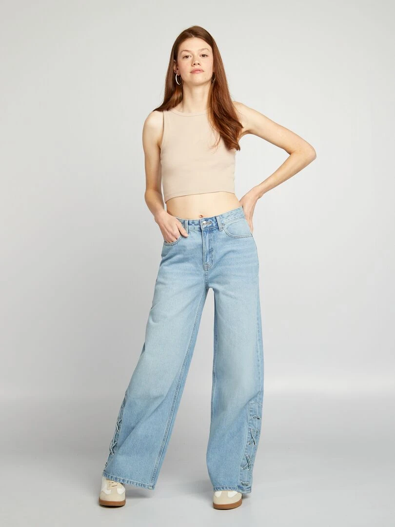 Jean wide leg avec lacets Bleu